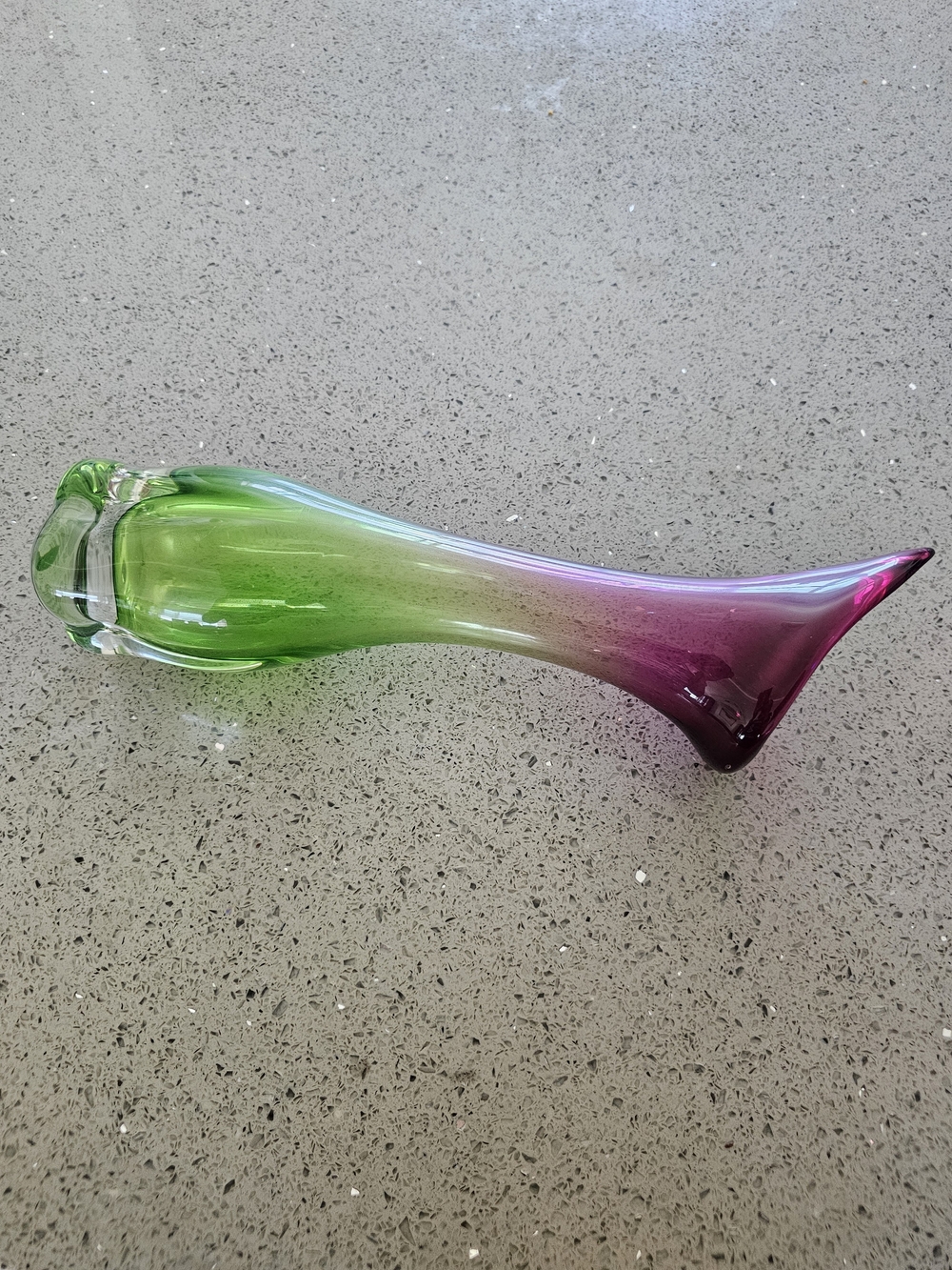 Handblown Glass Bud Vase in Green and Purple